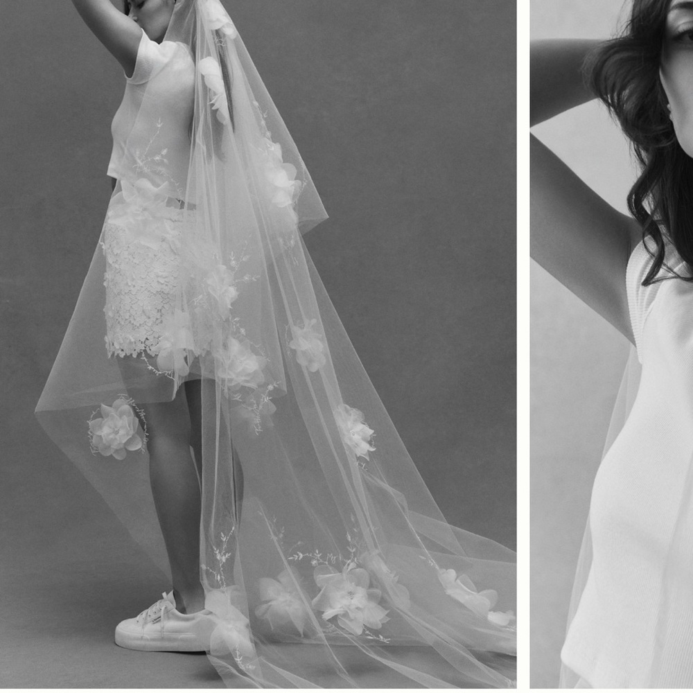 Anthropologie Blossom Veil 3d Floral Cathedral Veil